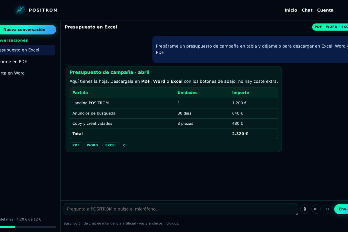 Positrom: suscripción de chat de inteligencia artificial